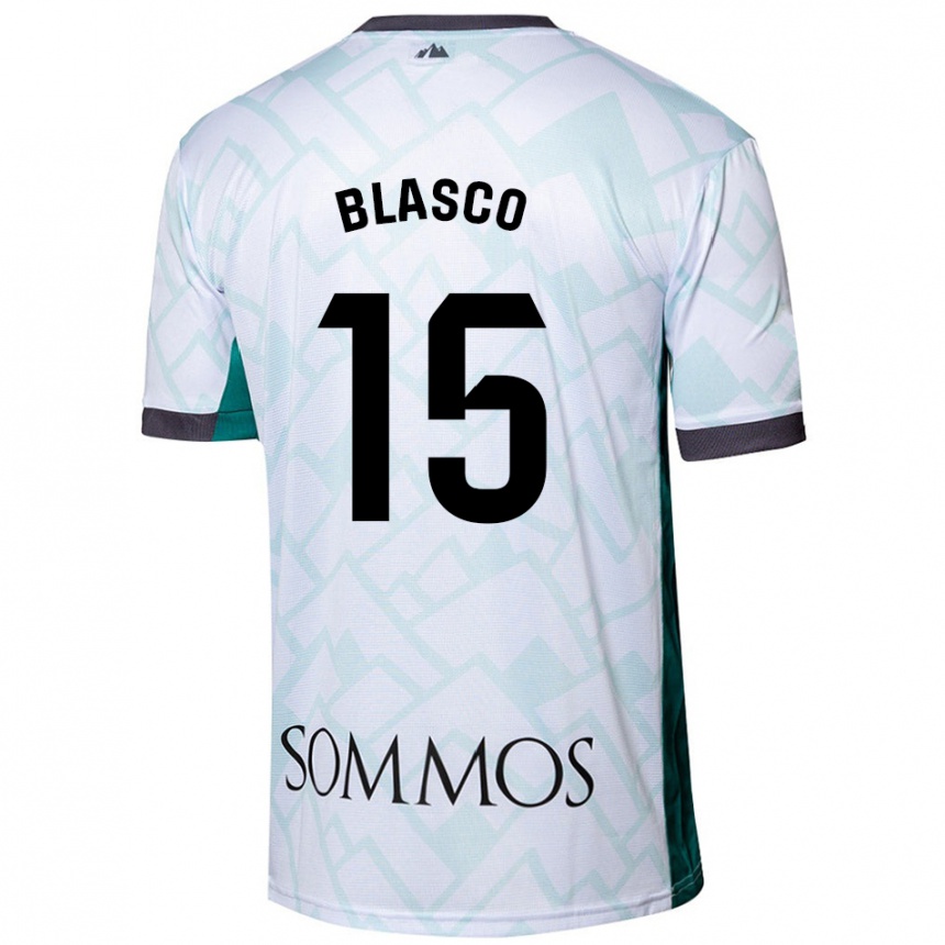 Niño Fútbol Camiseta Jérémy Blasco #15 Blanco Verde 2ª Equipación 2024/25 Argentina