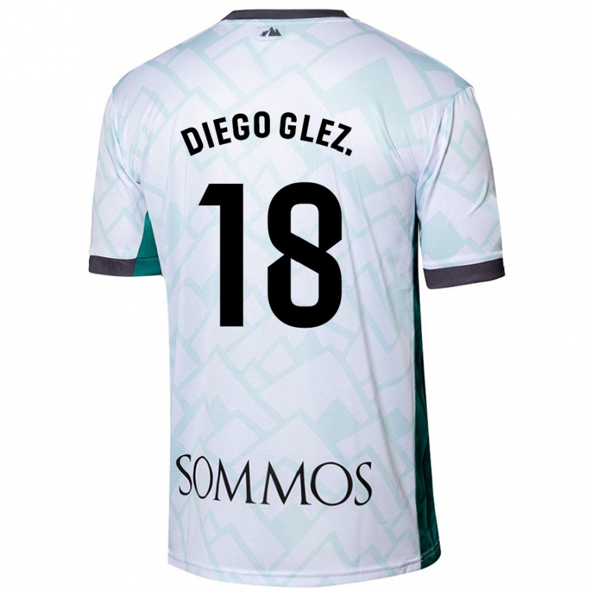 Niño Fútbol Camiseta Diego González #18 Blanco Verde 2ª Equipación 2024/25 Argentina