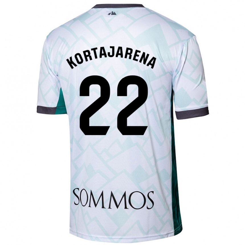 Niño Fútbol Camiseta Iker Kortajarena #22 Blanco Verde 2ª Equipación 2024/25 Argentina