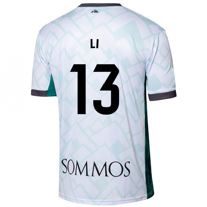 Niño Fútbol Camiseta Changyi Li #13 Blanco Verde 2ª Equipación 2024/25 Argentina