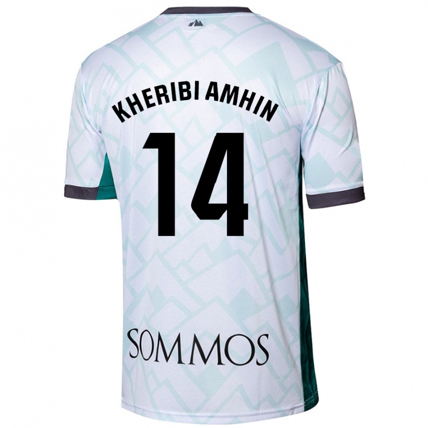 Niño Fútbol Camiseta Nabil Kheribi Amhin #14 Blanco Verde 2ª Equipación 2024/25 Argentina