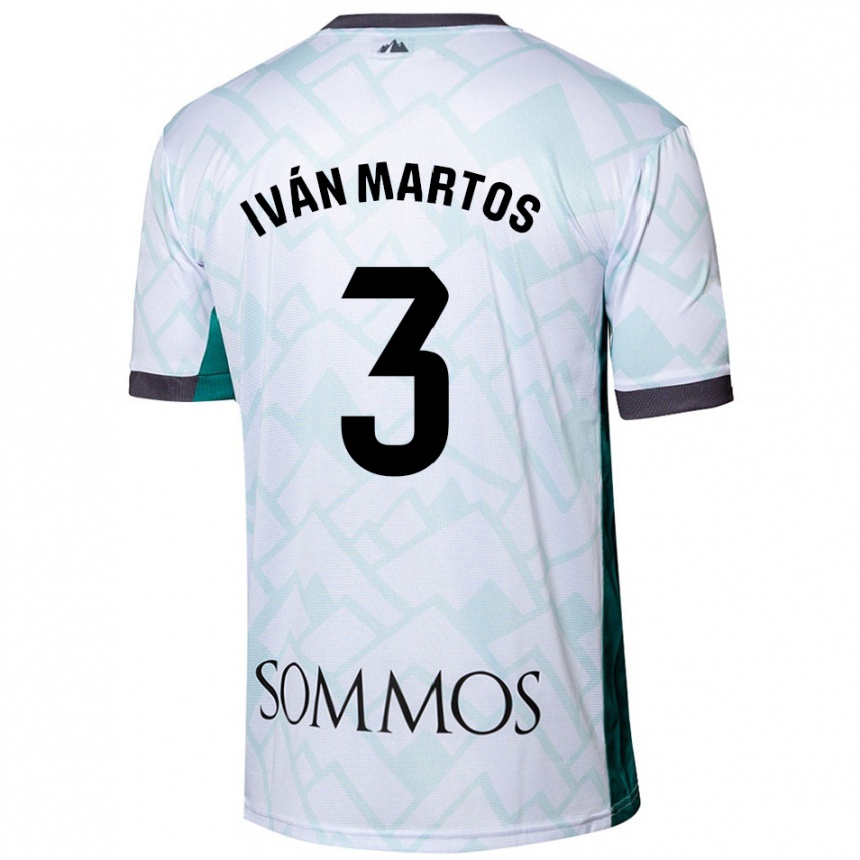 Niño Fútbol Camiseta Iván Martos #3 Blanco Verde 2ª Equipación 2024/25 Argentina