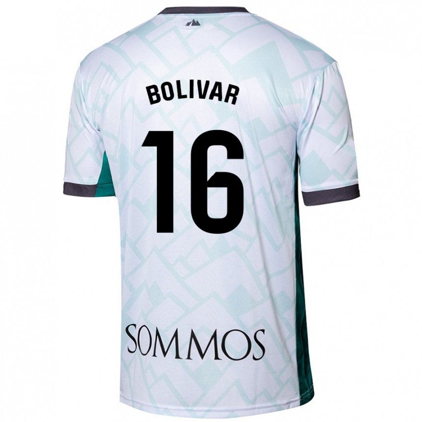 Niño Fútbol Camiseta Jovanny Bolívar #16 Blanco Verde 2ª Equipación 2024/25 Argentina