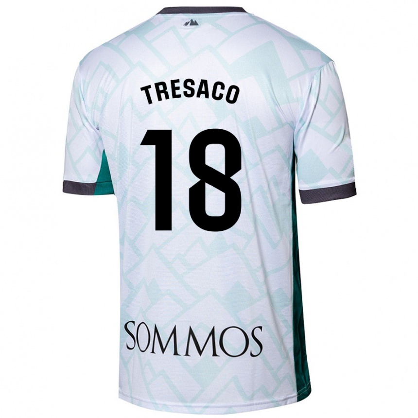 Niño Fútbol Camiseta Rafa Tresaco #18 Blanco Verde 2ª Equipación 2024/25 Argentina