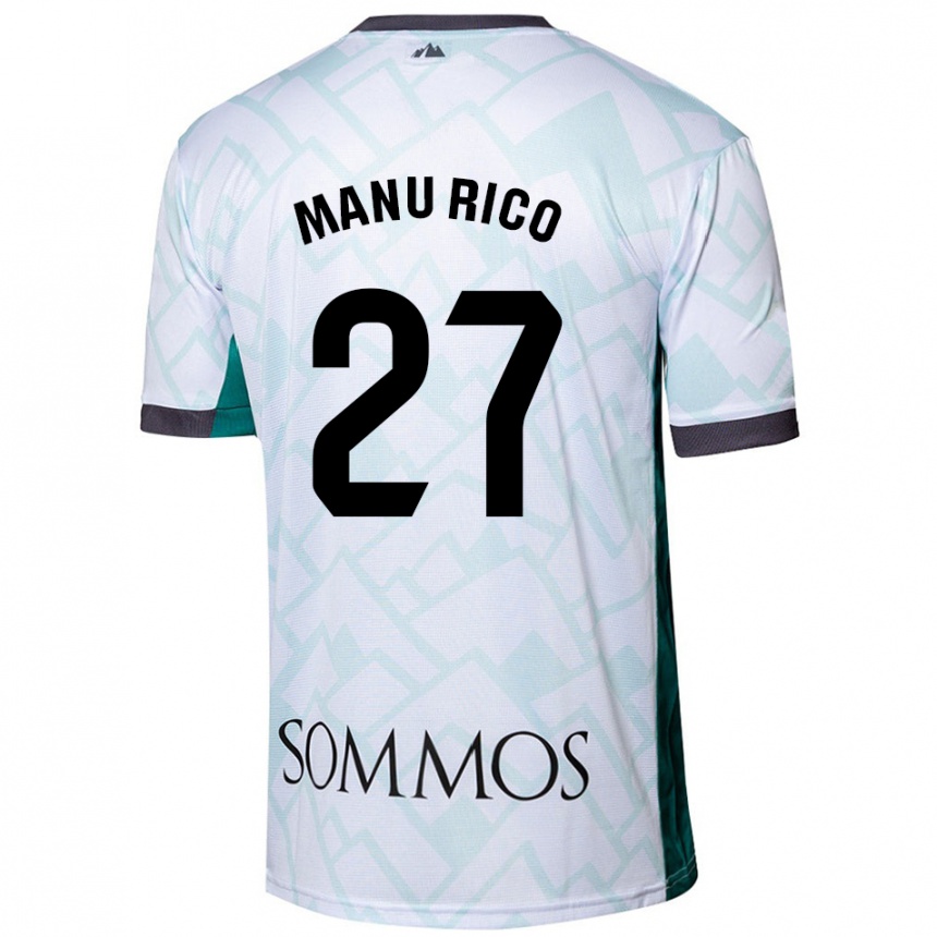 Niño Fútbol Camiseta Manu Rico #27 Blanco Verde 2ª Equipación 2024/25 Argentina