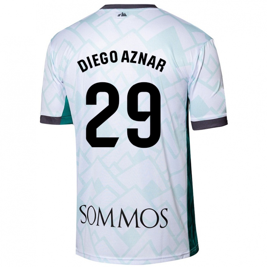 Niño Fútbol Camiseta Diego Aznar #29 Blanco Verde 2ª Equipación 2024/25 Argentina