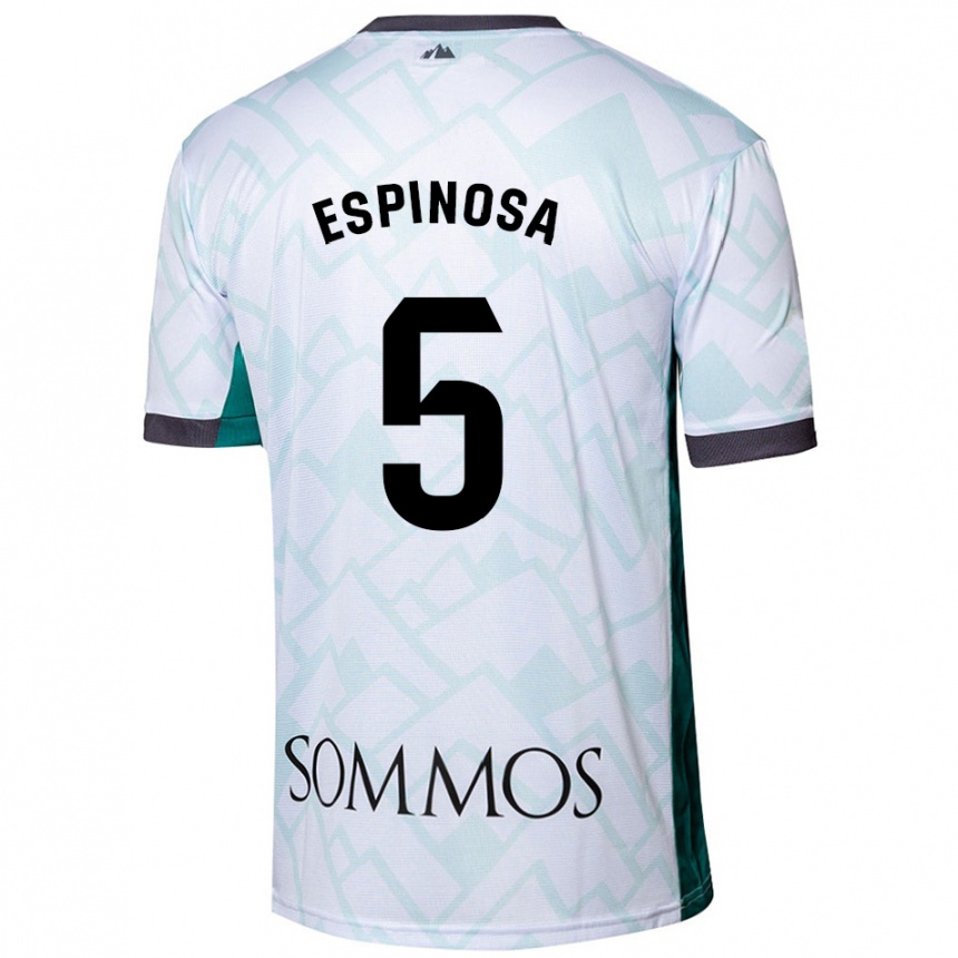 Niño Fútbol Camiseta Diego Espinosa #5 Blanco Verde 2ª Equipación 2024/25 Argentina