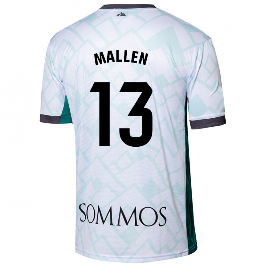 Niño Fútbol Camiseta Lucía Mallén #13 Blanco Verde 2ª Equipación 2024/25 Argentina