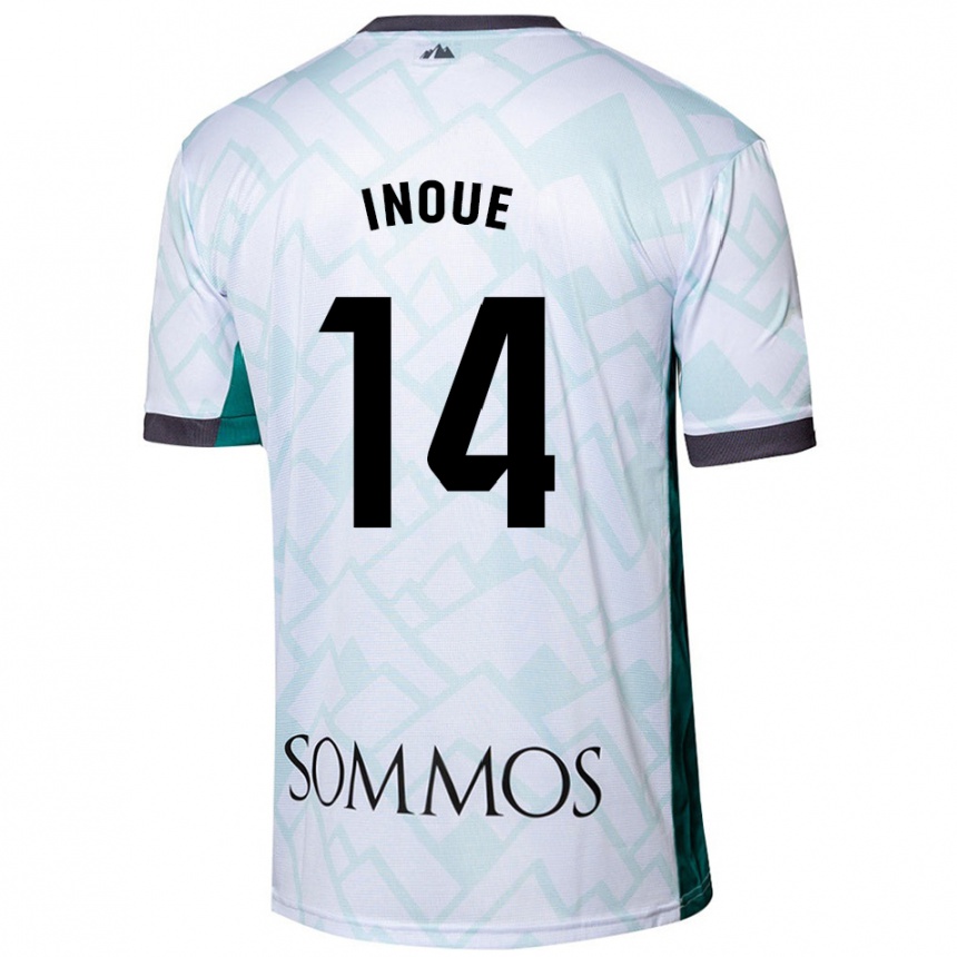 Niño Fútbol Camiseta Moe Inoue #14 Blanco Verde 2ª Equipación 2024/25 Argentina