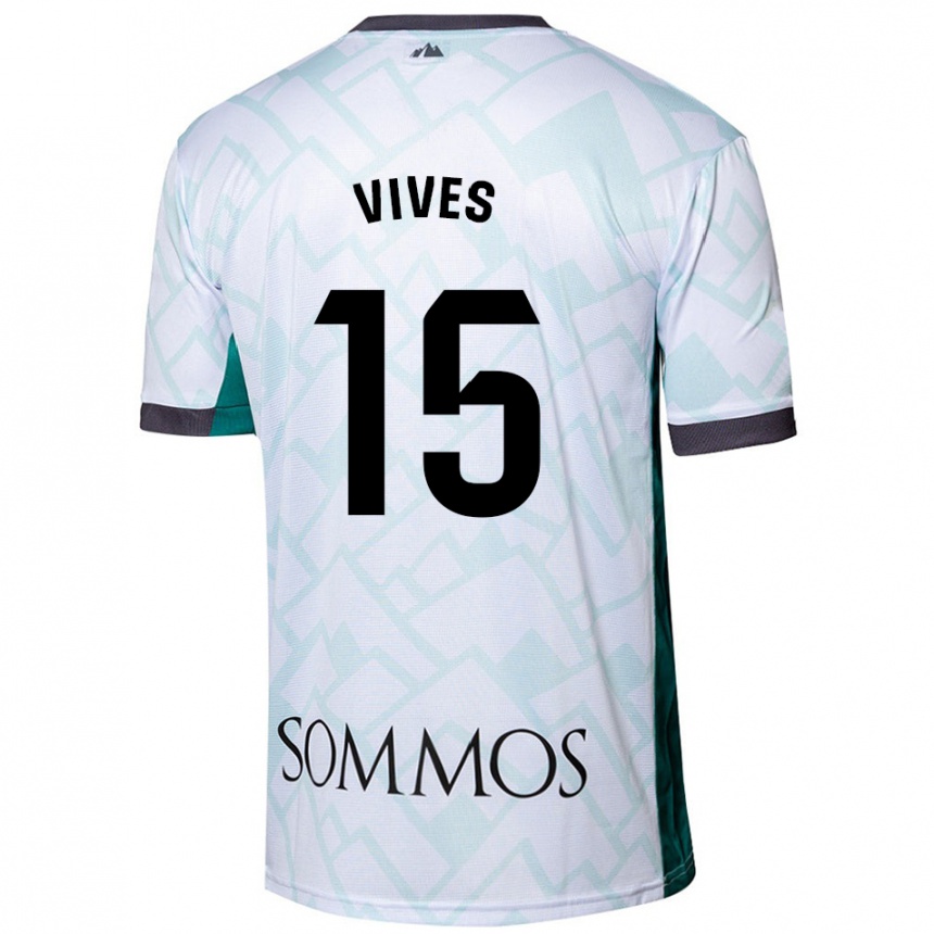 Niño Fútbol Camiseta Helena Vives #15 Blanco Verde 2ª Equipación 2024/25 Argentina