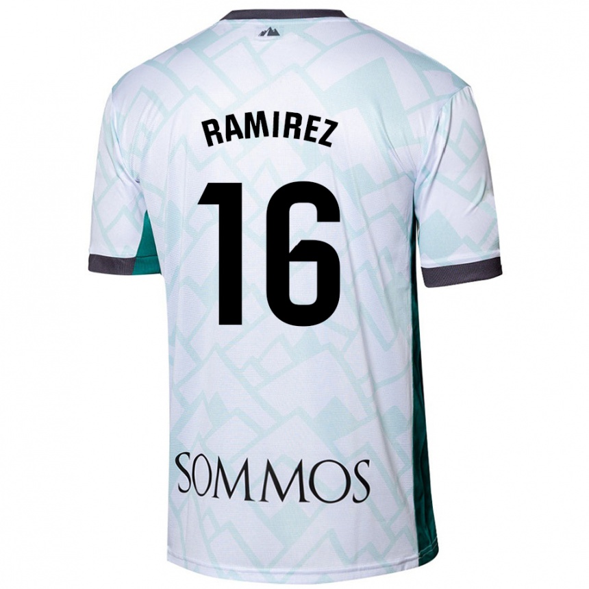 Niño Fútbol Camiseta Vanesa Ramírez #16 Blanco Verde 2ª Equipación 2024/25 Argentina