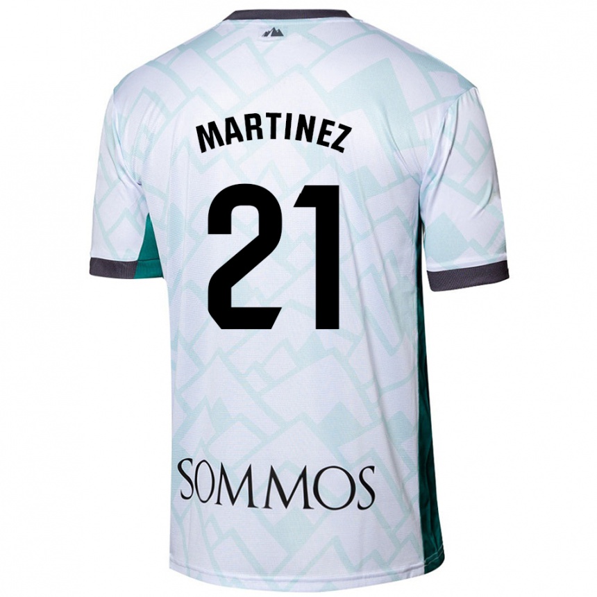 Niño Fútbol Camiseta Alejandra Martínez #21 Blanco Verde 2ª Equipación 2024/25 Argentina