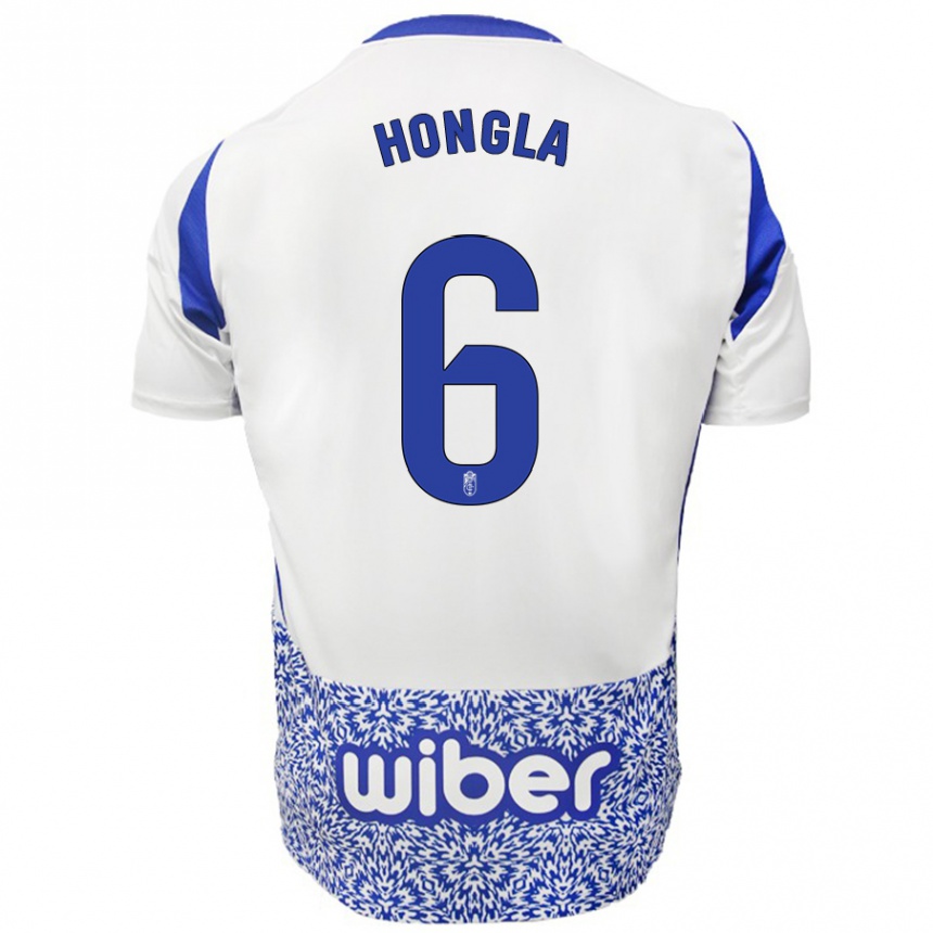 Niño Fútbol Camiseta Martin Hongla #6 Blanco Azul 2ª Equipación 2024/25 Argentina