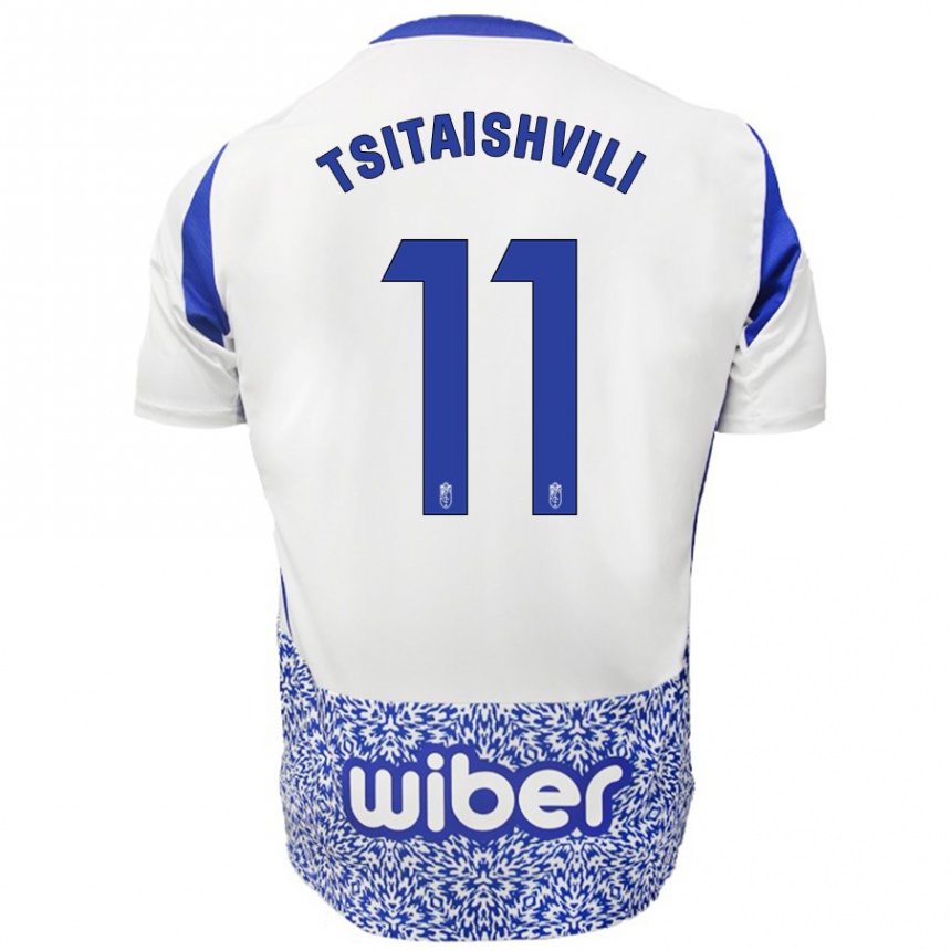 Niño Fútbol Camiseta Georgiy Tsitaishvili #11 Blanco Azul 2ª Equipación 2024/25 Argentina