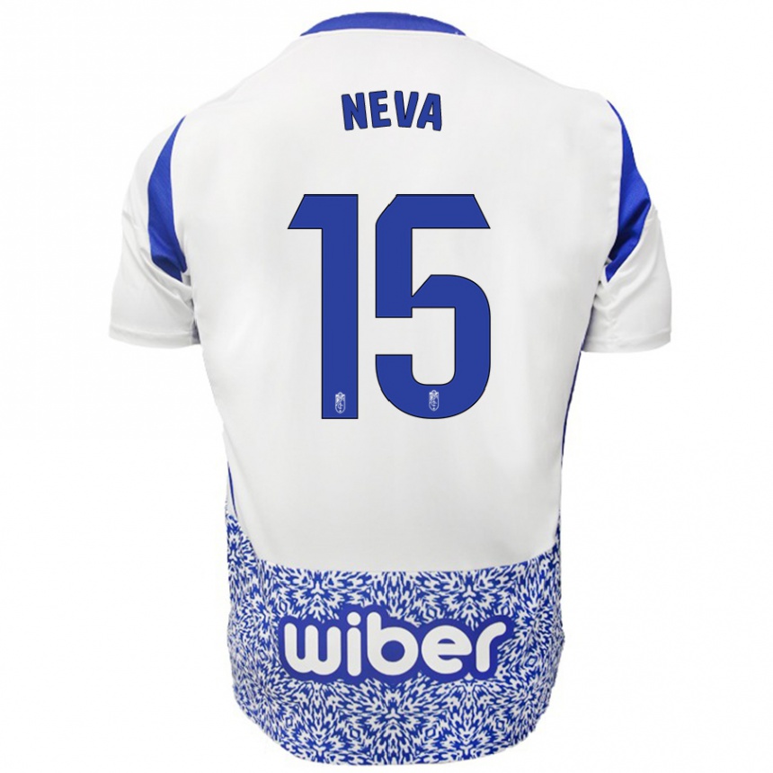 Niño Fútbol Camiseta Carlos Neva #15 Blanco Azul 2ª Equipación 2024/25 Argentina