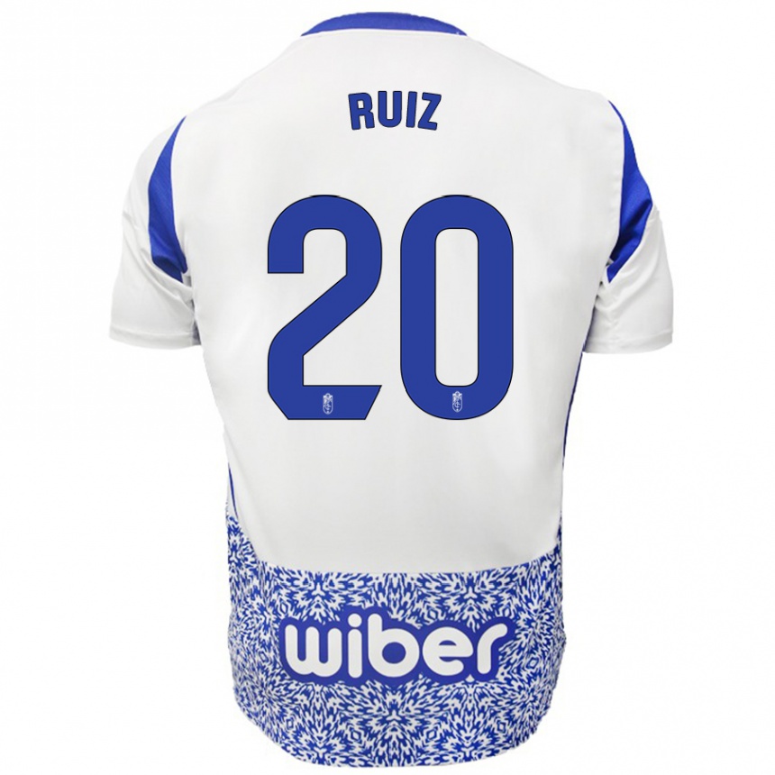 Niño Fútbol Camiseta Sergio Ruiz #20 Blanco Azul 2ª Equipación 2024/25 Argentina