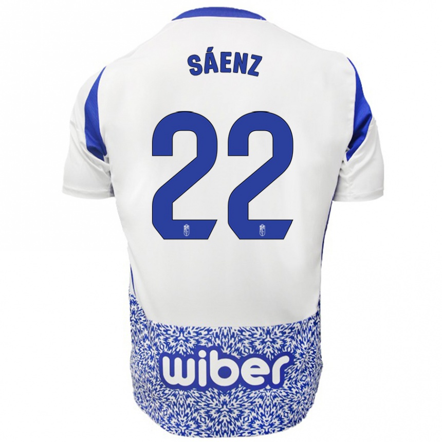 Niño Fútbol Camiseta Pablo Sáenz #22 Blanco Azul 2ª Equipación 2024/25 Argentina