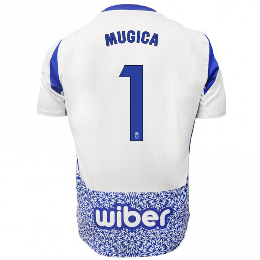 Niño Fútbol Camiseta Juan Múgica #1 Blanco Azul 2ª Equipación 2024/25 Argentina