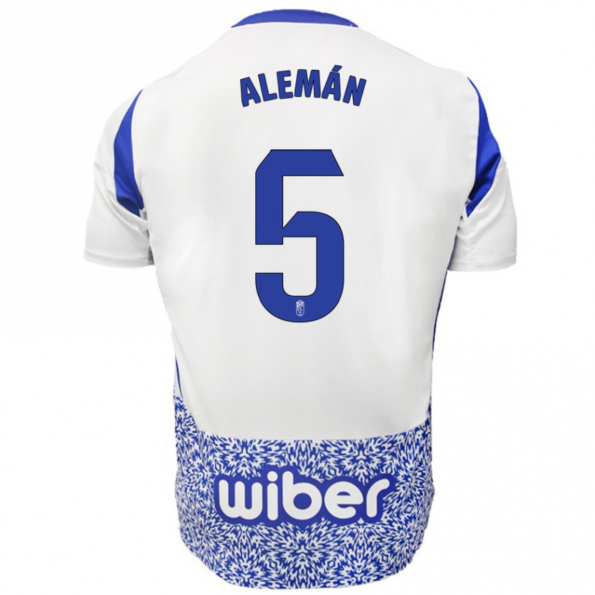 Niño Fútbol Camiseta Carlos Alemán #5 Blanco Azul 2ª Equipación 2024/25 Argentina