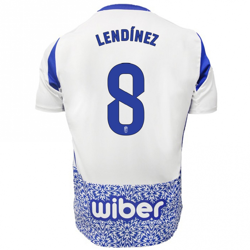 Niño Fútbol Camiseta Juanma Lendínez #8 Blanco Azul 2ª Equipación 2024/25 Argentina