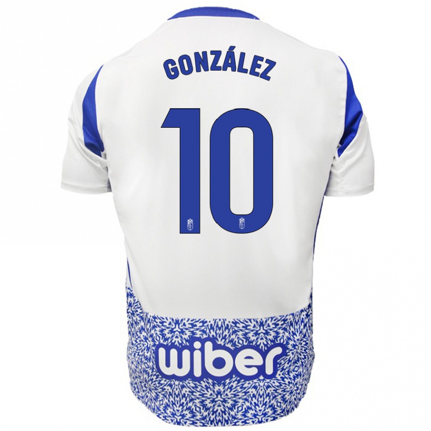 Niño Fútbol Camiseta Mario González #10 Blanco Azul 2ª Equipación 2024/25 Argentina