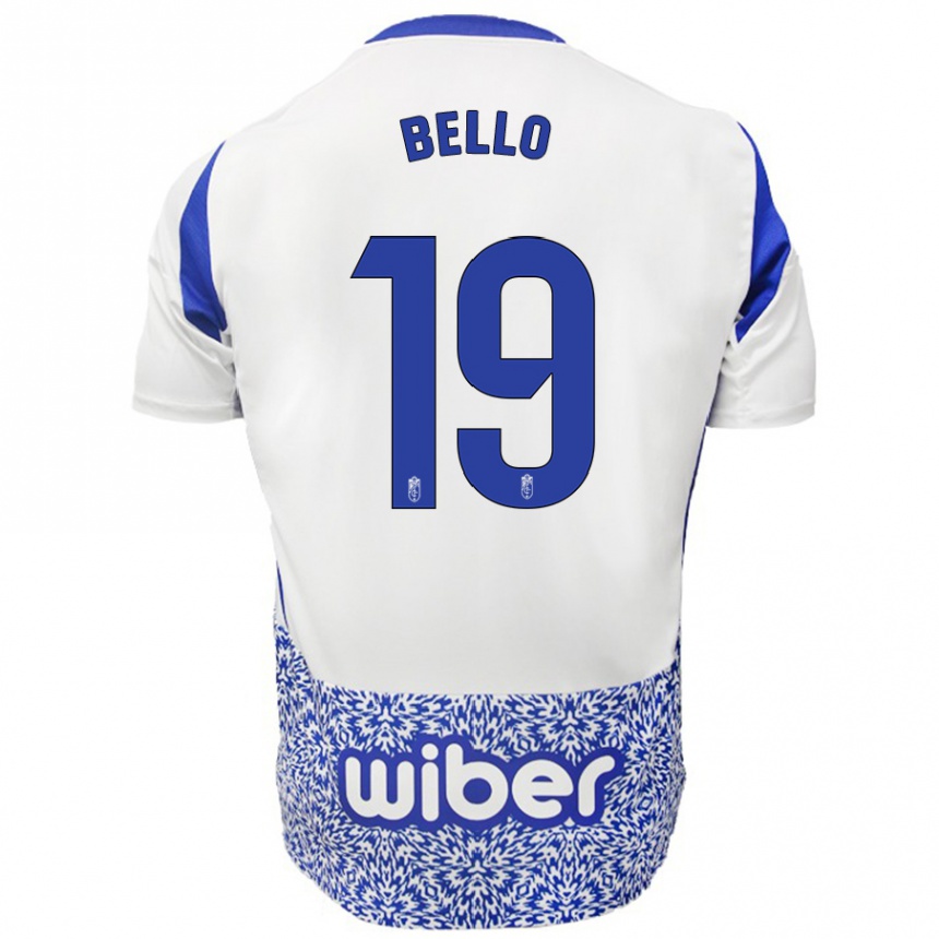 Niño Fútbol Camiseta Eghosa Augustine Bello #19 Blanco Azul 2ª Equipación 2024/25 Argentina