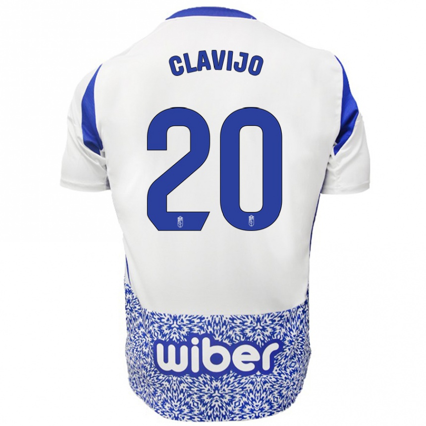 Niño Fútbol Camiseta Dani Clavijo #20 Blanco Azul 2ª Equipación 2024/25 Argentina