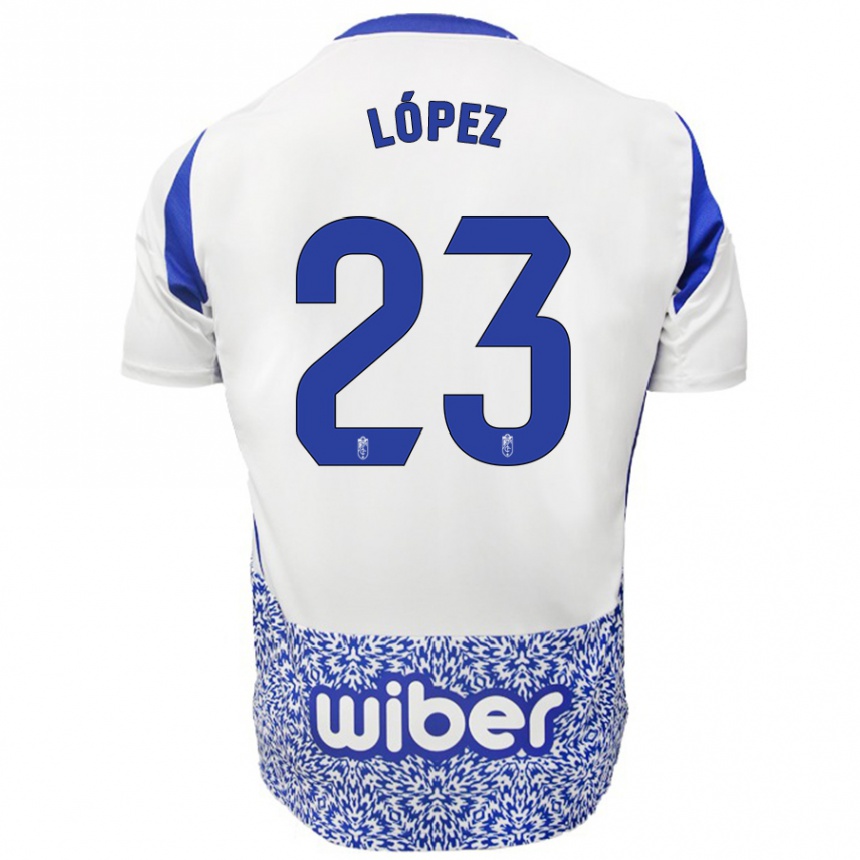 Niño Fútbol Camiseta Diego López #23 Blanco Azul 2ª Equipación 2024/25 Argentina