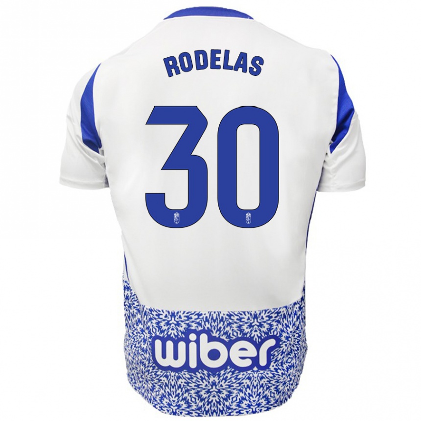 Niño Fútbol Camiseta Sergio Rodelas #30 Blanco Azul 2ª Equipación 2024/25 Argentina