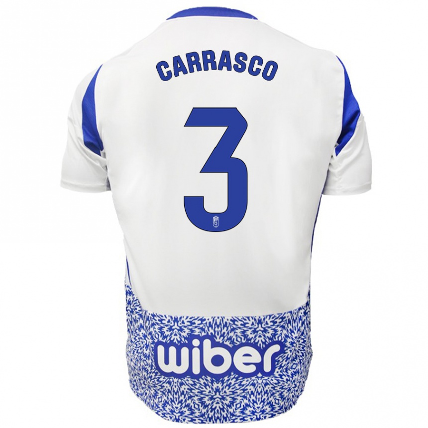 Niño Fútbol Camiseta Marta Carrasco #3 Blanco Azul 2ª Equipación 2024/25 Argentina