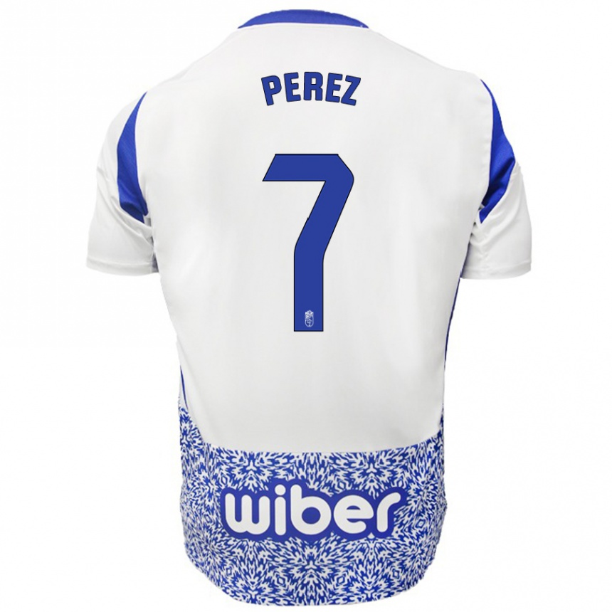 Niño Fútbol Camiseta Laura Pérez #7 Blanco Azul 2ª Equipación 2024/25 Argentina