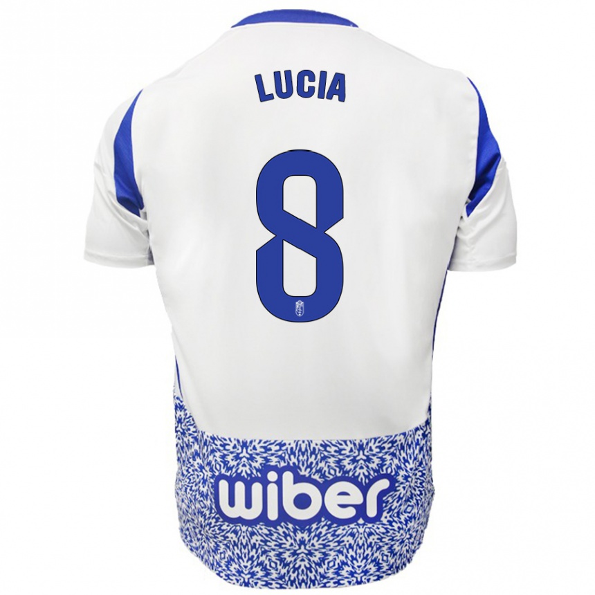 Niño Fútbol Camiseta Lucía Martínez #8 Blanco Azul 2ª Equipación 2024/25 Argentina