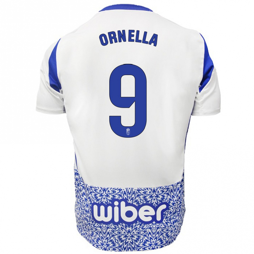 Niño Fútbol Camiseta Ornella María Vignola Cabot #9 Blanco Azul 2ª Equipación 2024/25 Argentina