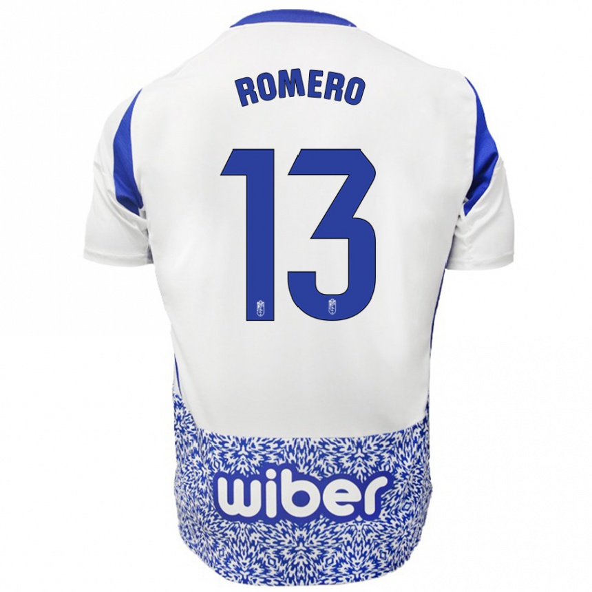 Niño Fútbol Camiseta Andrea Romero #13 Blanco Azul 2ª Equipación 2024/25 Argentina