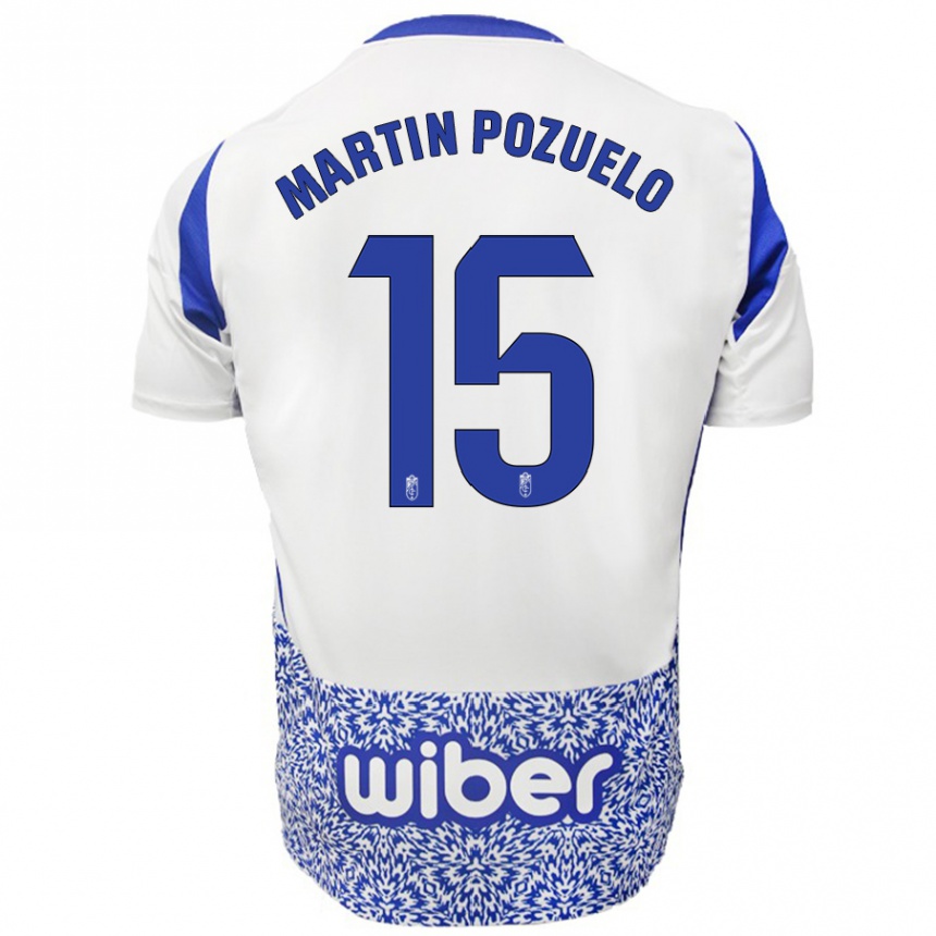 Niño Fútbol Camiseta Esther Martín-Pozuelo #15 Blanco Azul 2ª Equipación 2024/25 Argentina