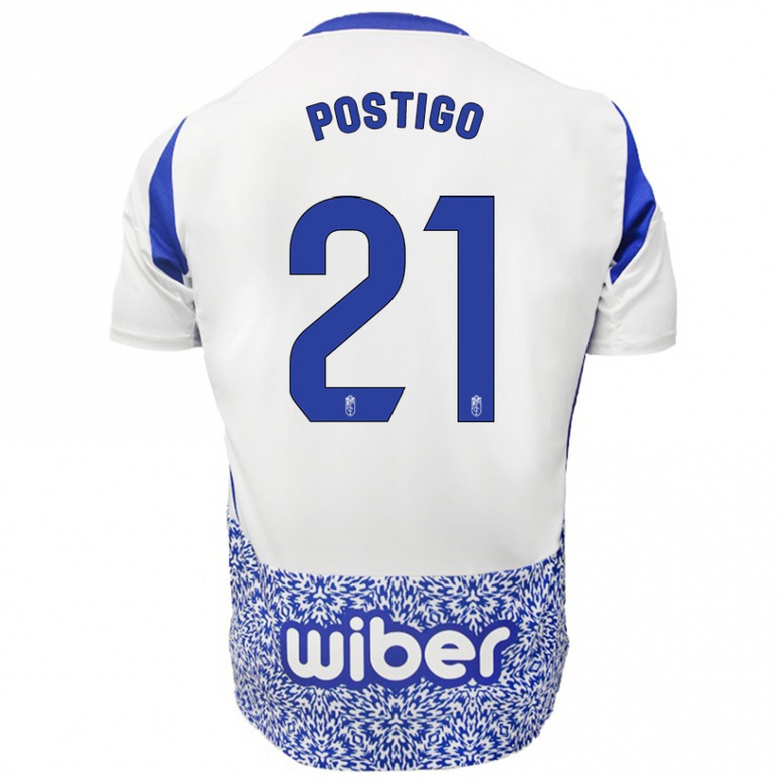 Niño Fútbol Camiseta Postigo #21 Blanco Azul 2ª Equipación 2024/25 Argentina