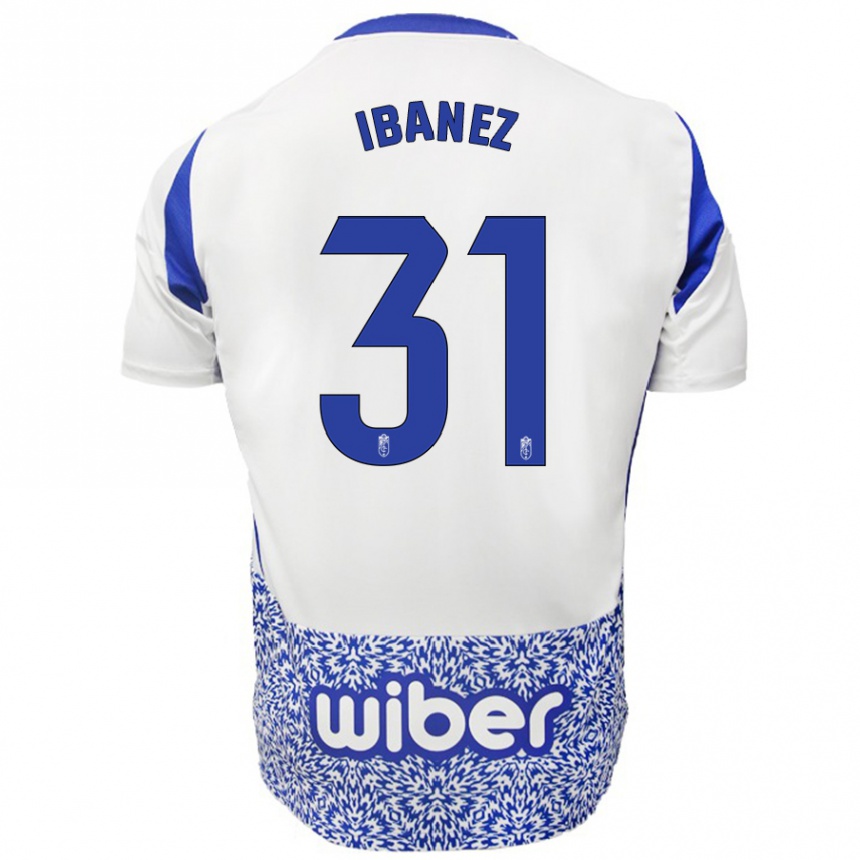 Niño Fútbol Camiseta Alba Ibáñez #31 Blanco Azul 2ª Equipación 2024/25 Argentina