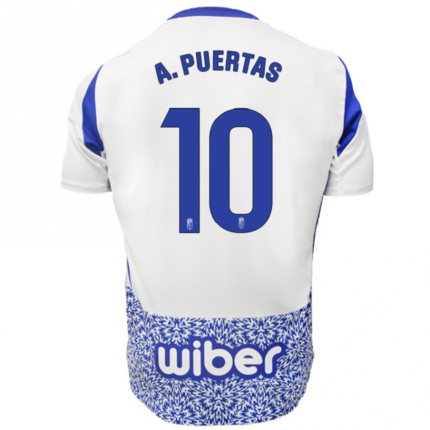 Niño Fútbol Camiseta Antonio Puertas #10 Blanco Azul 2ª Equipación 2024/25 Argentina