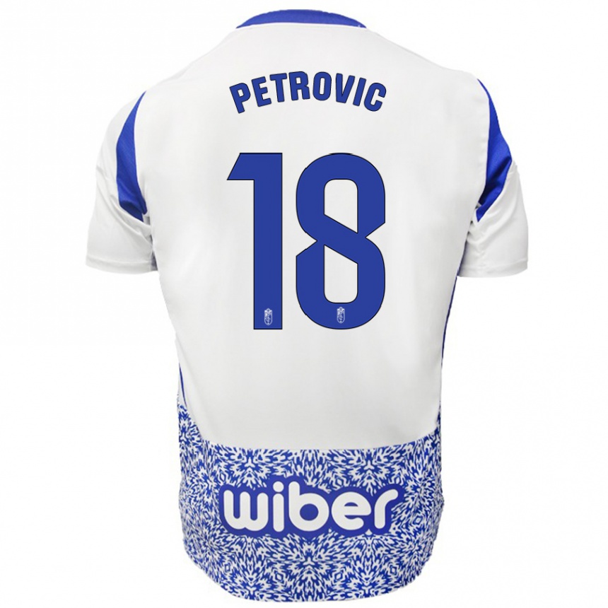 Niño Fútbol Camiseta Njegos Petrovic #18 Blanco Azul 2ª Equipación 2024/25 Argentina