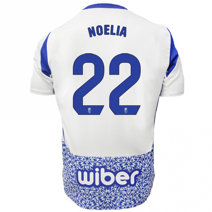 Niño Fútbol Camiseta Noelia Salas Mullens #22 Blanco Azul 2ª Equipación 2024/25 Argentina