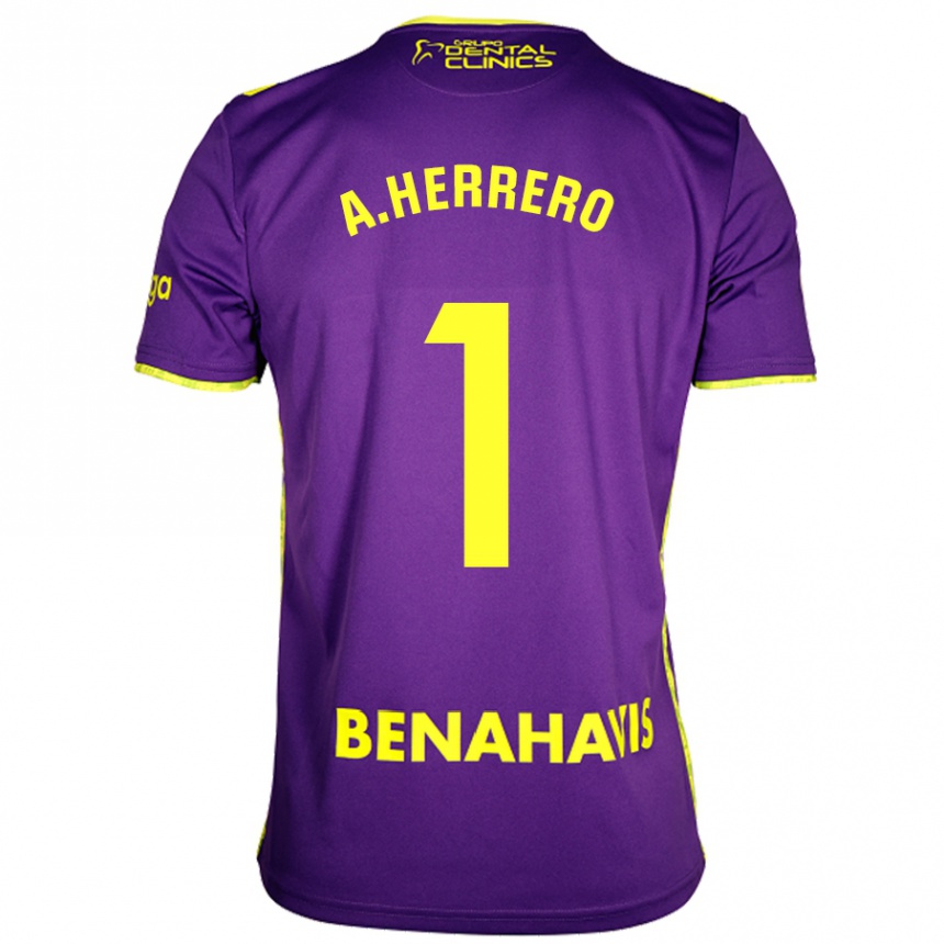 Niño Fútbol Camiseta Alfonso Herrero #1 Púrpura Amarillo 2ª Equipación 2024/25 Argentina