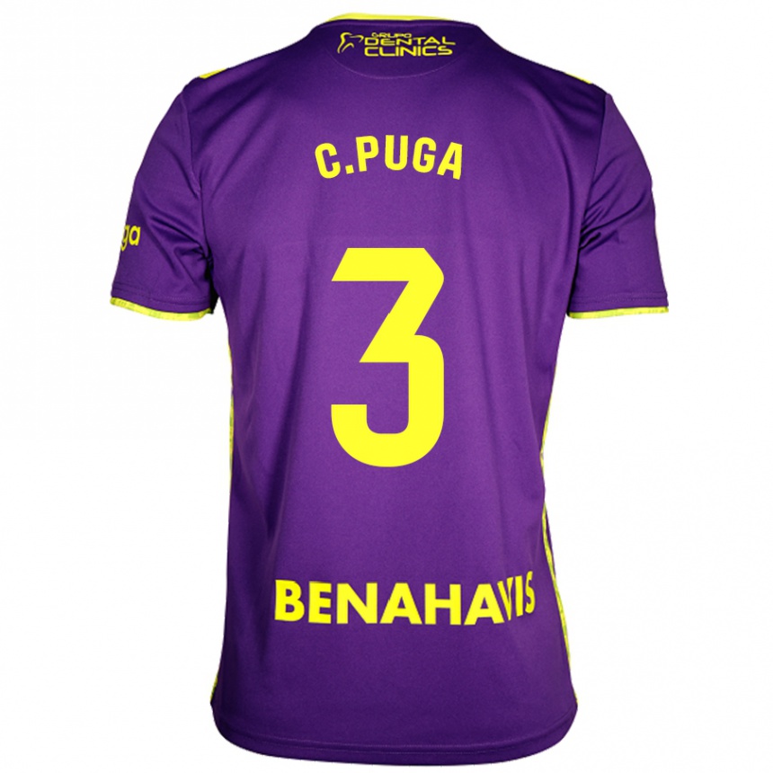 Niño Fútbol Camiseta Carlos Puga #3 Púrpura Amarillo 2ª Equipación 2024/25 Argentina