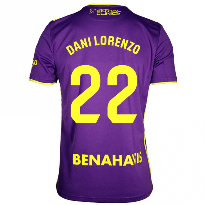 Niño Fútbol Camiseta Dani Lorenzo #22 Púrpura Amarillo 2ª Equipación 2024/25 Argentina