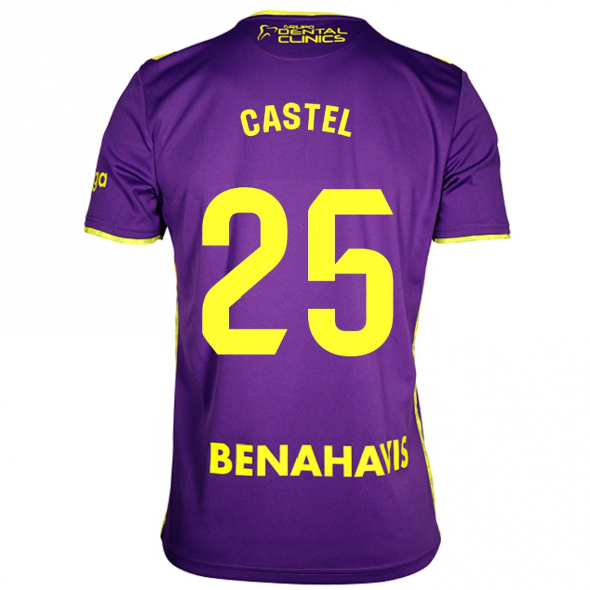 Niño Fútbol Camiseta Sergio Castel #25 Púrpura Amarillo 2ª Equipación 2024/25 Argentina