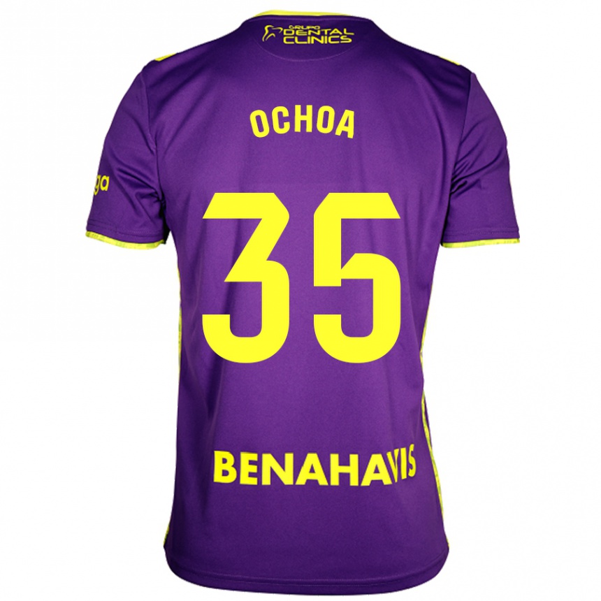 Niño Fútbol Camiseta Aarón Ochoa #35 Púrpura Amarillo 2ª Equipación 2024/25 Argentina