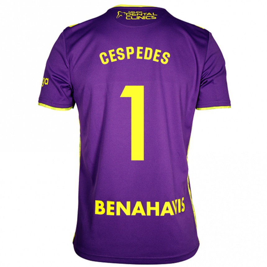 Niño Fútbol Camiseta Andrés Céspedes #1 Púrpura Amarillo 2ª Equipación 2024/25 Argentina