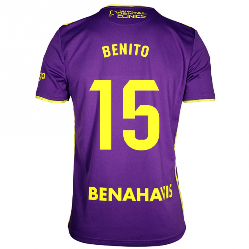 Niño Fútbol Camiseta Iván Benito #15 Púrpura Amarillo 2ª Equipación 2024/25 Argentina