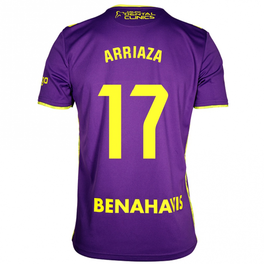 Niño Fútbol Camiseta Pablo Arriaza #17 Púrpura Amarillo 2ª Equipación 2024/25 Argentina