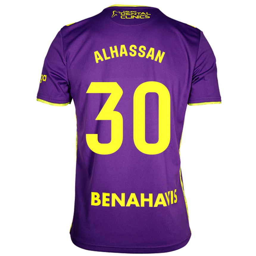 Niño Fútbol Camiseta Mubarak Alhassan #30 Púrpura Amarillo 2ª Equipación 2024/25 Argentina