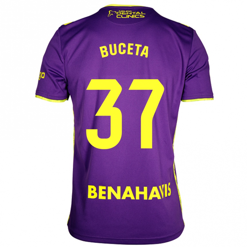 Niño Fútbol Camiseta Ana Buceta #37 Púrpura Amarillo 2ª Equipación 2024/25 Argentina